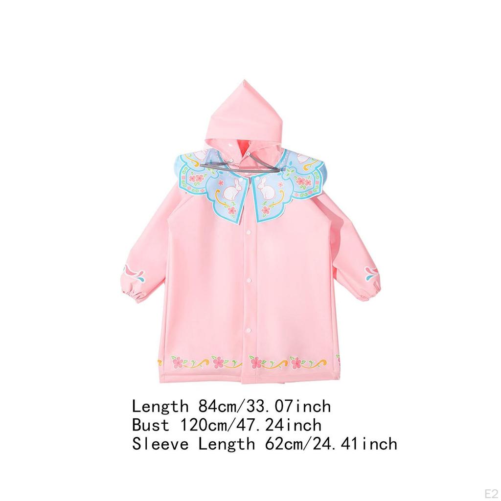 Kids Raincoat Boys Rainwear Rain Slicker Suit with Reflective Stripes Poncho Hooded Cape for