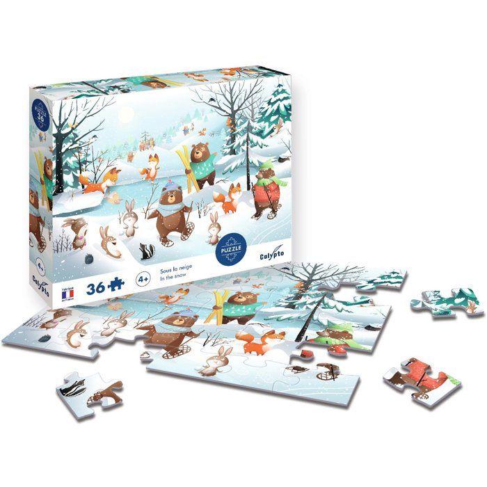 Puzzle - SENTOSPHERE - 36 pieces - Dans la neige - Toucher Soyeux - Impression 7 couleurs - Des 4 ans