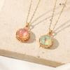 1 Piece Trendy Colorful Round Pendant Necklaces for Women Gold Color Stainless Steel Necklace Jewelry Party Accessories