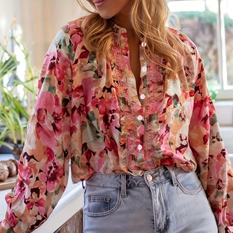 Europe and America, 2025, Autumn, Korean Version, Loose and Artistic, Casual and Lazy Style, Printed, Round Neck Shirt, Top