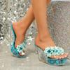 Туфли на танкетке 11 см для ночного клуба, женская обувь на танкетке с цветочным узором, обувь для подиумных танцев на шесте, обувь с кристаллической подошвой LFD-1101-A21