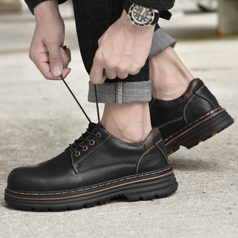 Men Casual Shoes Lace Up Genuine Leather Men Sneakers Luxury Trainers Spring Autumn High Street Oxfords Men Black Shoes