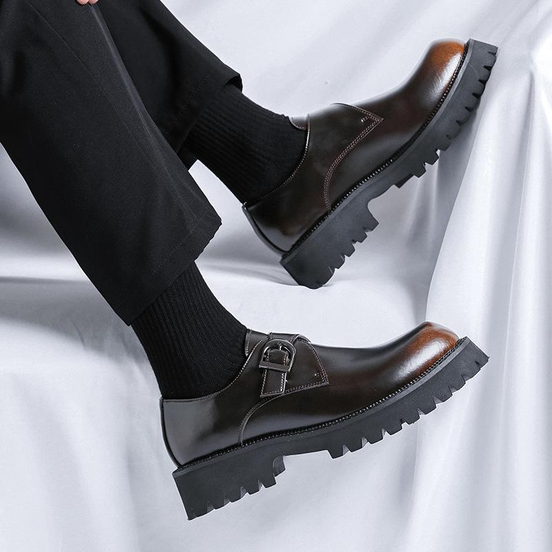 Британские повседневные кожаные туфли мужские деловые деловые туфли на платформе с увеличением высоты на одну педаль 2024 новые мужские туфли 39569-R