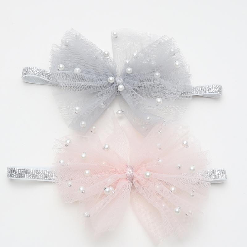 2 Piece 5CM Gauze Hair Clips Imitation Pearl Hair Bows Hairpins Lace Bowknot Hairgrips Princess Headwear Hair Accessories