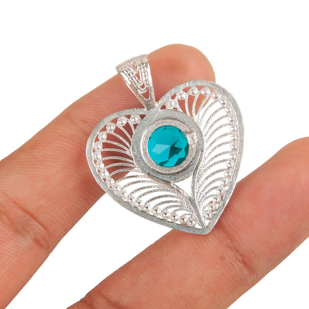 Apatite Gemstone 925 Sterling Silver Jewelry Pendant 1.4" For Mother's Day Gift CP-15-13