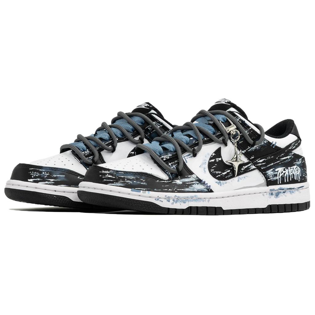 Nike Кроссовки Dunk Kaleidoscope, Чернильные брызги, Сумка для покупок, Износостойкие, Низкие, Для скейтборда, Мужские, Черно-бело-синие, DD1391-100(Team1023-S-BOX)