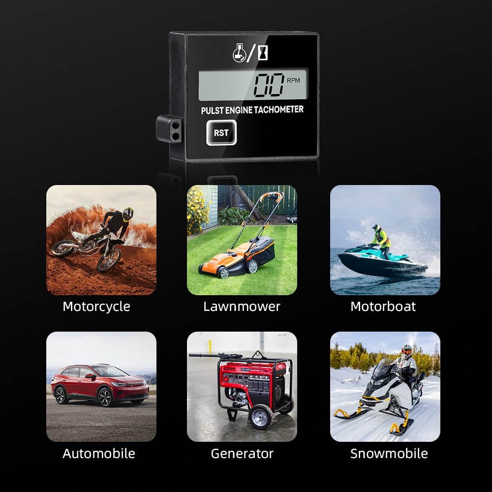 Chainsaw Tachometer Digital Tachometer Tach Gauge Small Engine Tachometer Digital Display Pulse Speedometer for Jet Engine Chain Saw Lawn Mower RV