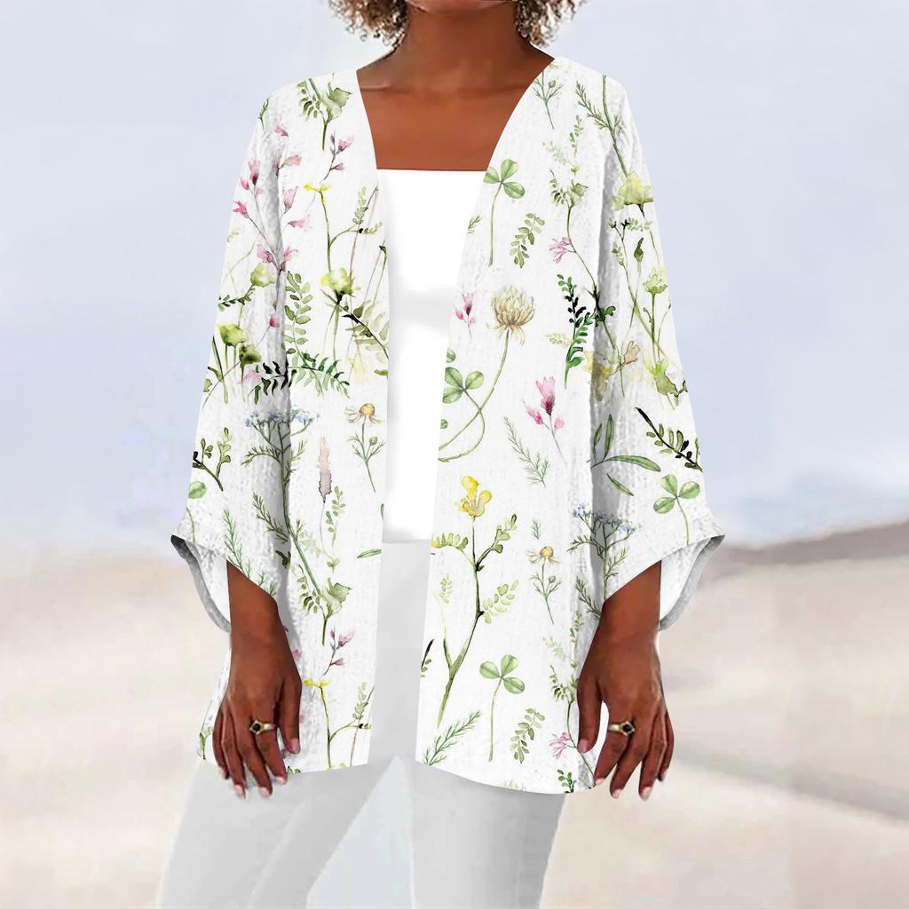 Женская повседневная модная легкая куртка средней длины с принтом в стиле ретро, ​​кардиган