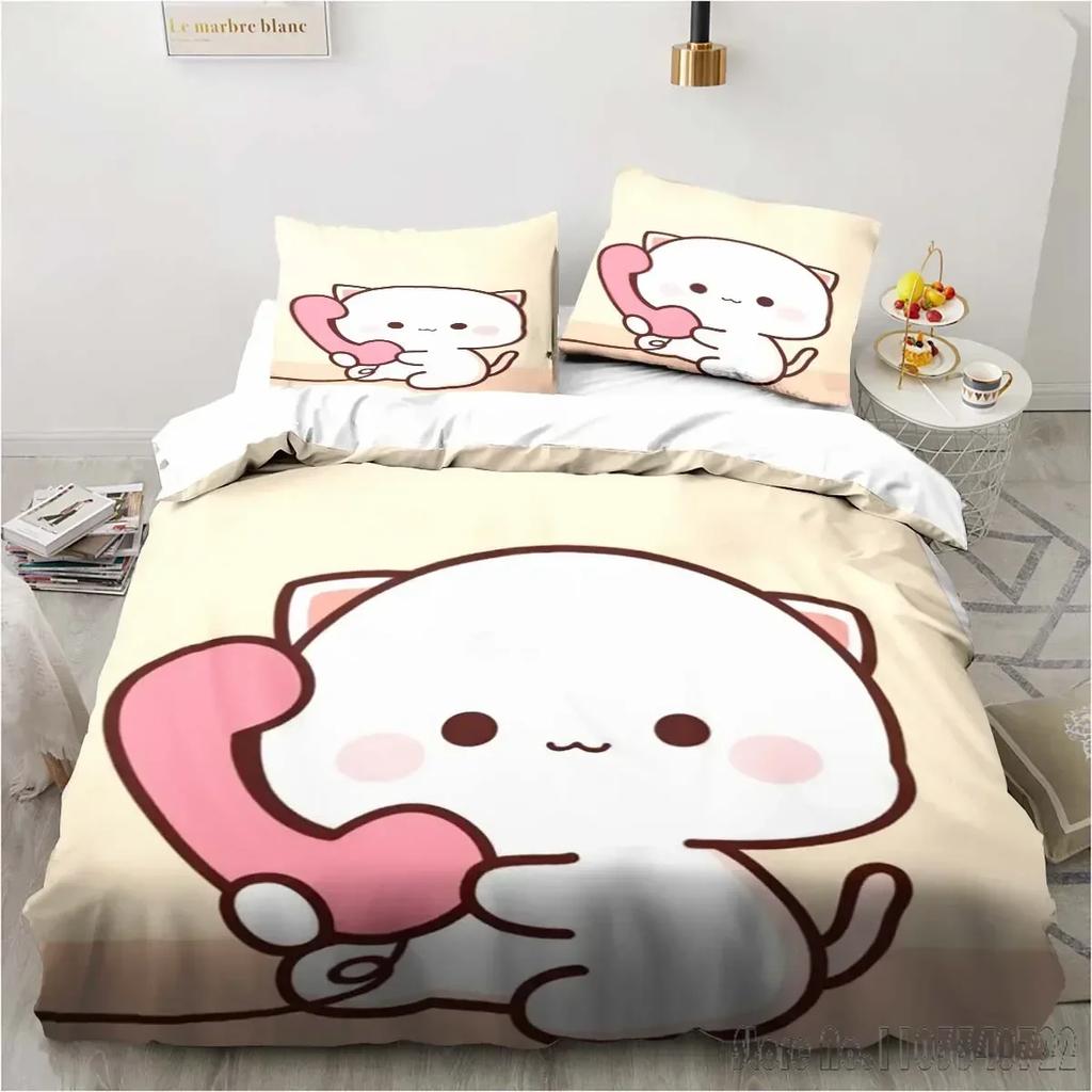 3d Printing Cartoon Bubu Dudu Bedding Set Three-piece Set Anime Adult Kid Bedroom Duvet Cover Sets Home Textiles Birthday Gifts