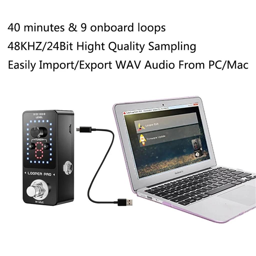 Педаль гитарных эффектов M-VAVE Looper Pro 9 Loops 40-минутная станция записи Loop