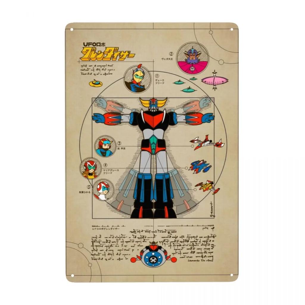 Винтажная металлическая табличка с изображением безумного робота Мазингера Z, персонализированная табличка с изображением Грендайзера из аниме и манги, декор для кафе, настенное украшение, декоративное искусство.