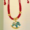 Fortune Lucky Pony Red Rope Chinese Style Horse Pendant Bracelet Red Rope Weave Bracelet  Girls