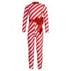 Kids Girls Candy Cane Striped Christmas Costume Long Sleeve Bow-knot Long Bodysuit Dance Jumpsuit Costume Dancewear