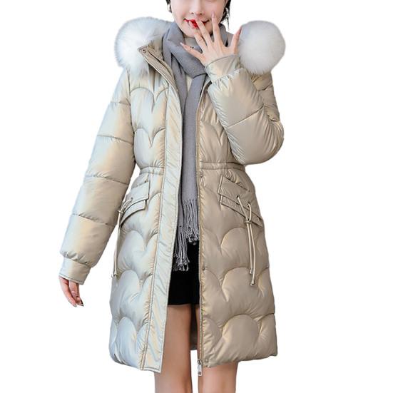 Женское зимнее хлопковое пальто с утолщенным мягким капюшоном из искусственного меха, гладкое, облегающее, с сохранением тепла, ветрозащитное, средней длины с капюшоном, с длинным рукавом, на молнии