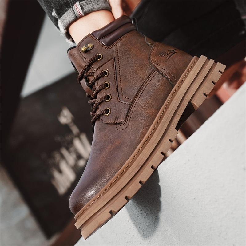 Comfortable Man Lace-Up Botas Sneakers Fashion Motocross Boots New Autumn Winter Men High Top Shoes Outdoor Leisure Basic Boots