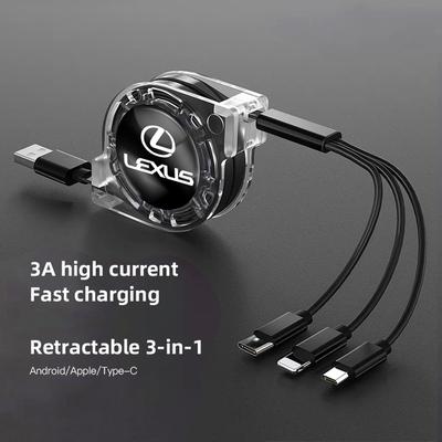 Автомобильный 3-в-1 Быстрое зарядное устройство USB-кабель для передачи данных Аксессуар для Lexus LS LC RZ IS350 ES300 GS350 CT200h GX460 LX570 RX500h NX300 U