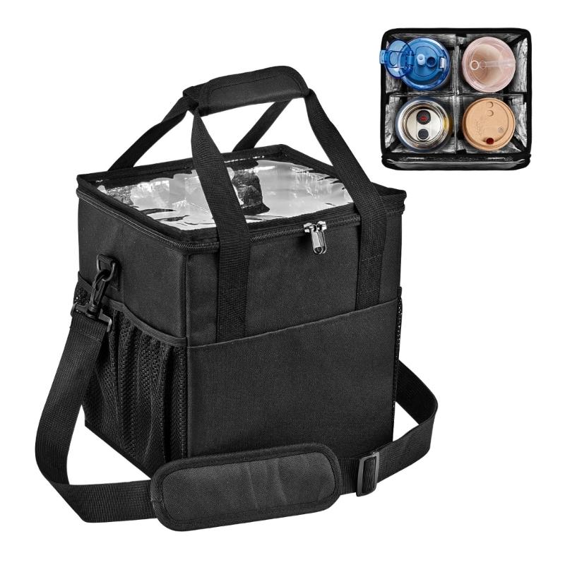 Water Resistant Nylon Beverages Bag Adjustable Compartments Foldable Portable Multiple Carry