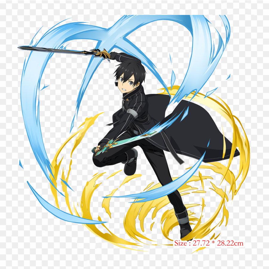 Ultra Fast Dual Blades Kirito Kirito Asuna Iron On Patches For Clothing Applique Stickers On Clothes Heat-Sensitive Custom Patch