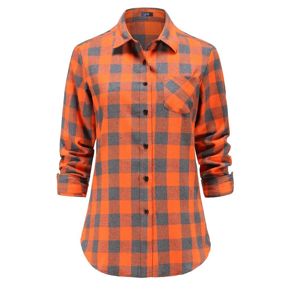 Dioufond Women Plaid Flannel Shirt Long Sleeve Flannel Plaid Tops
