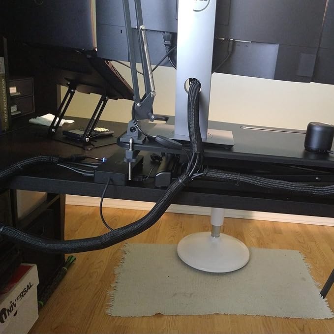 Menetop Cable Storage Sleeve Length 10M Diameter 13mm White Braided Cable DIY Cuttable PET Material Cord Cable Protector Animal Biting Prevention