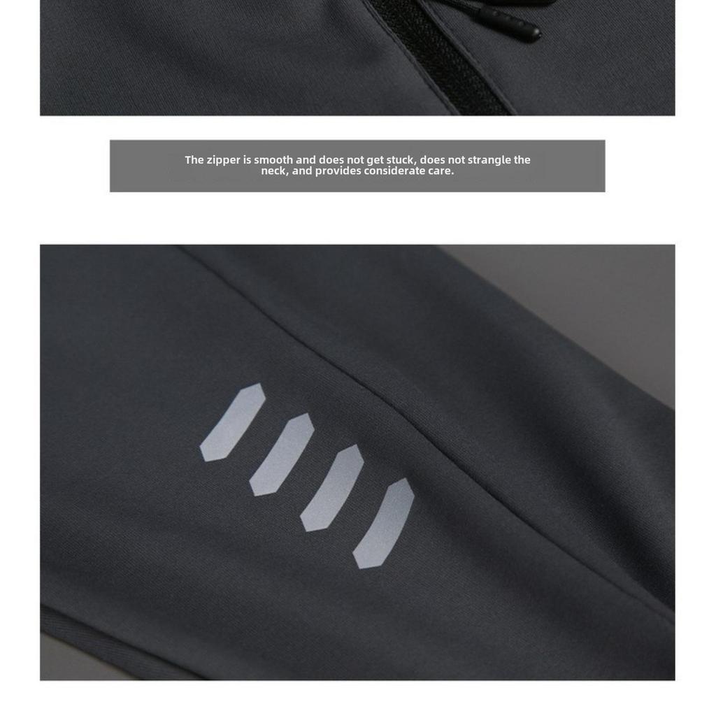 Мужской осенний велотоп с воротником-стойкой: Эластичная, солнцезащитная, с длинным рукавом, рубашка на молнии для фитнеса и бега