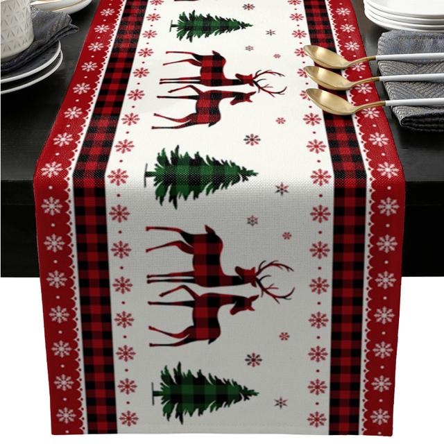 Рождественский цветок, обеденный стол, баннер, свадебная вечеринка, домашнее украшение в сочельник, льняная праздничная скатерть