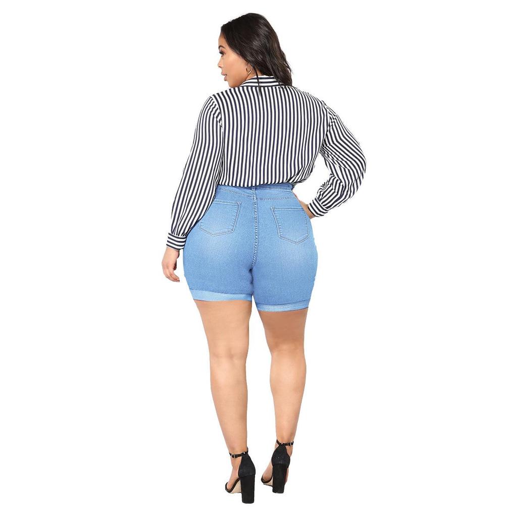 FGHJ летние женские джинсовые шорты с высокой талией, повседневные облегающие леггинсы, джинсы с дырочками