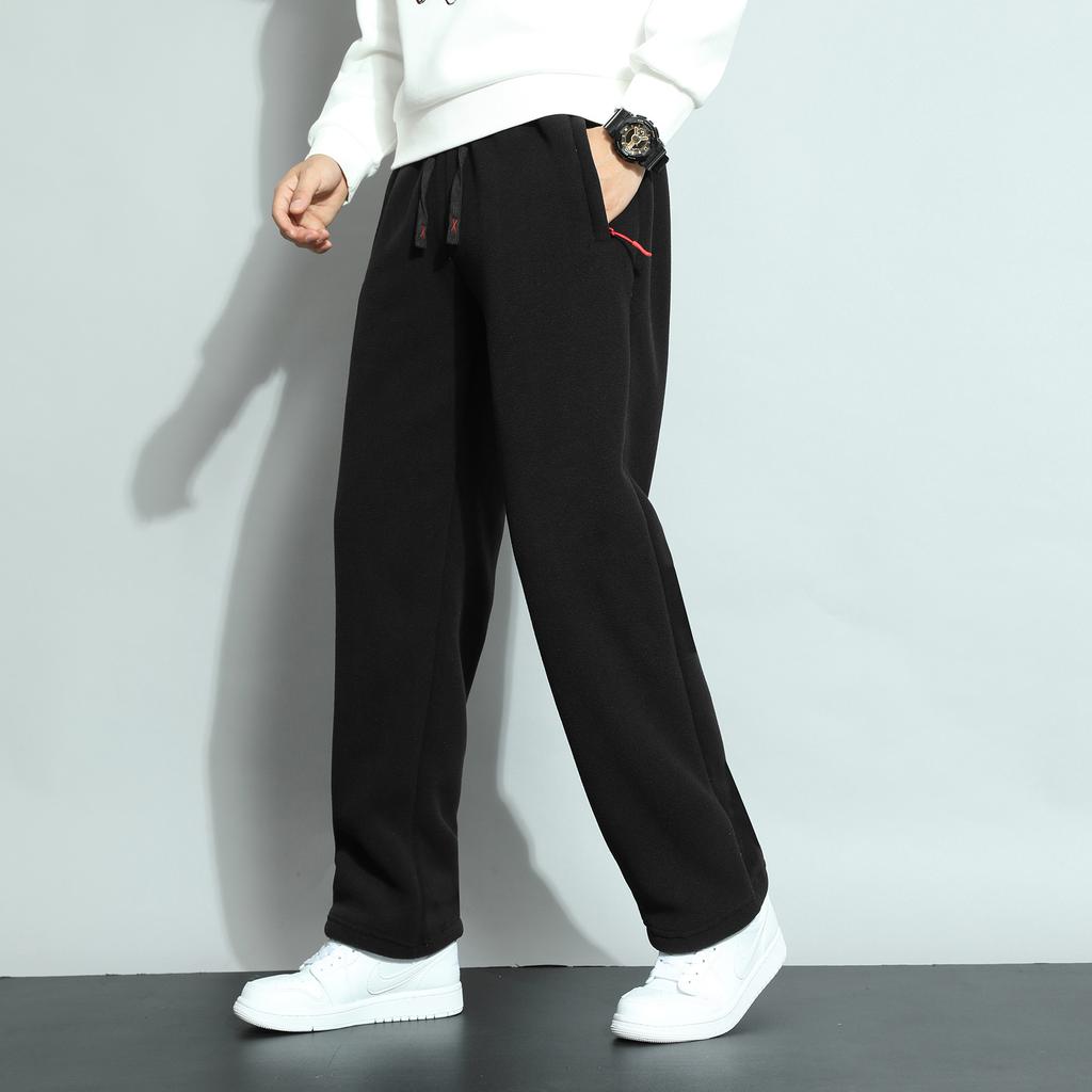 Мужские флисовые спортивные штаны, зимние теплые брюки, повседневные длинные брюки для бега, разноцветные осенние мужские однотонные спортивные штаны