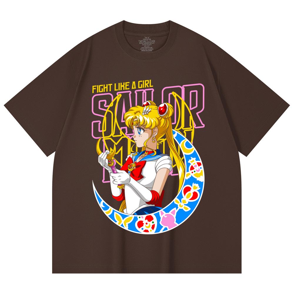 230 г/м² 100% хлопок Sailor Moon V8 Принт Минако Унисекс Тяжелая хлопковая футболка