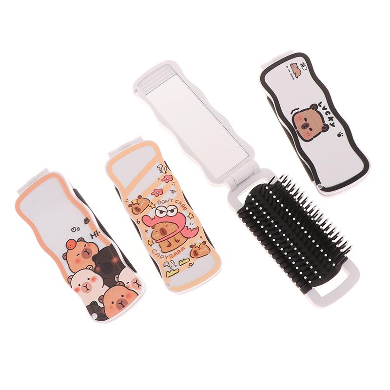 Мини-щетка для волос, складная массажная расческа, массаж головы, антистатическая портативная дорожная щетка для волос, расчески для волос для девочек с зеркалом