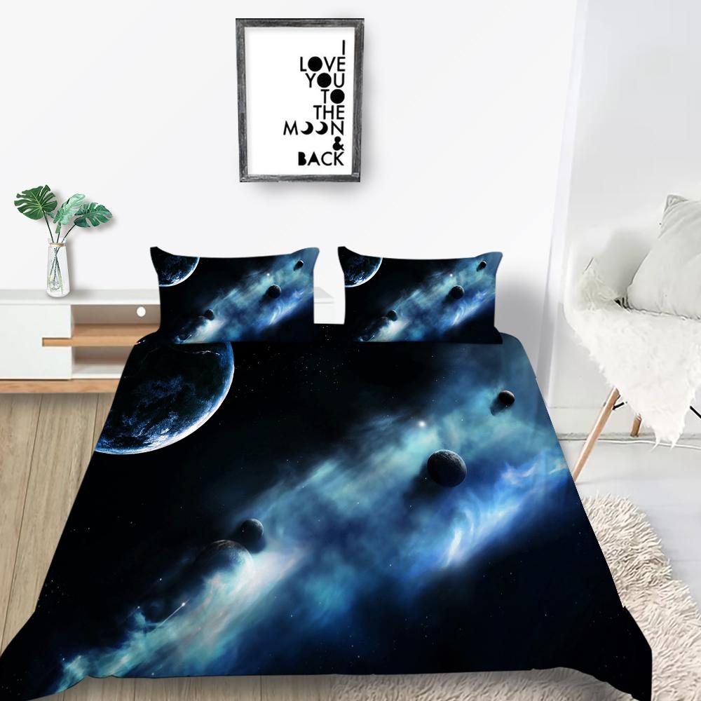 Space Star Printing Household Bedding Single Bed Double Bed Full Size Pillowcase and Quilt Cover 2/3 Beddingome