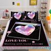 Комплект постельного белья ко Дню святого Валентина с 3D-принтом, двуспальная кровать, пододеяльник, наволочка, 2/3 шт., пододеяльник для молодоженов, мягкий и быстросохнущий домашний текстиль