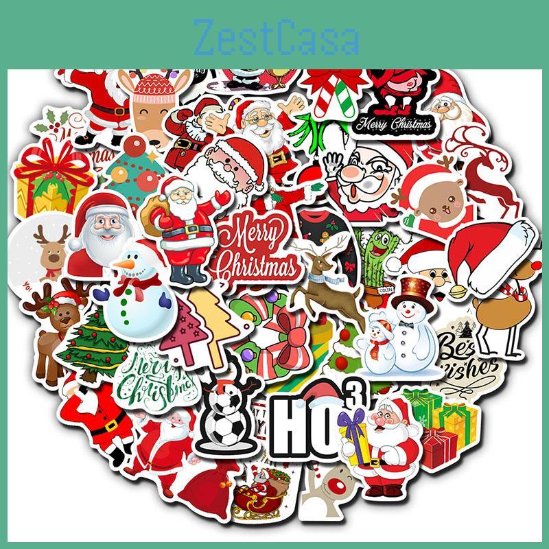 50 шт/лот Рождественская серия Санта Снеговик Чемодан Ноутбук Автомобиль Водонепроницаемые наклейки