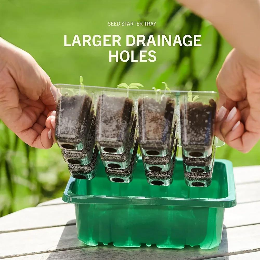 Светодиодный светильник полного спектра для выращивания растений с лотком для рассады Лотки для семян растений, лотки для выращивания в теплице с отверстиями 12 ячеек на лоток