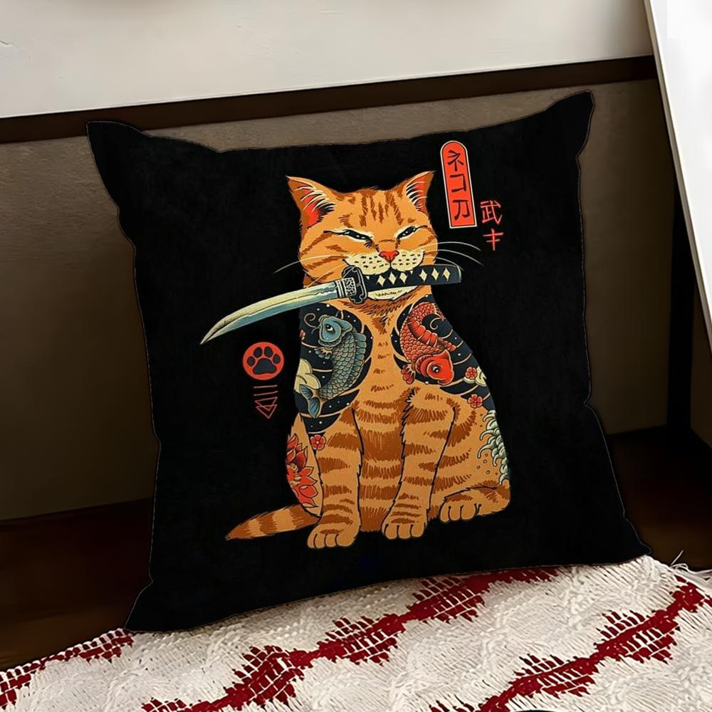 Japanese Style Cat Cushion Cover Reversible Soft Durable Pillow Cover Home  Car MultiScene Use for Daily Comfort