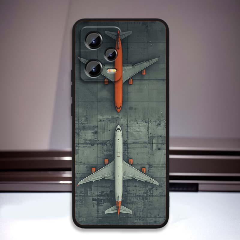 Модный рисунок самолета Для Xiaomi Redmi Note 15 14 13 12 12S 11E 11 11S Pro Plus 4G 5G Черный Мягкий ТПУ Чехол для телефона