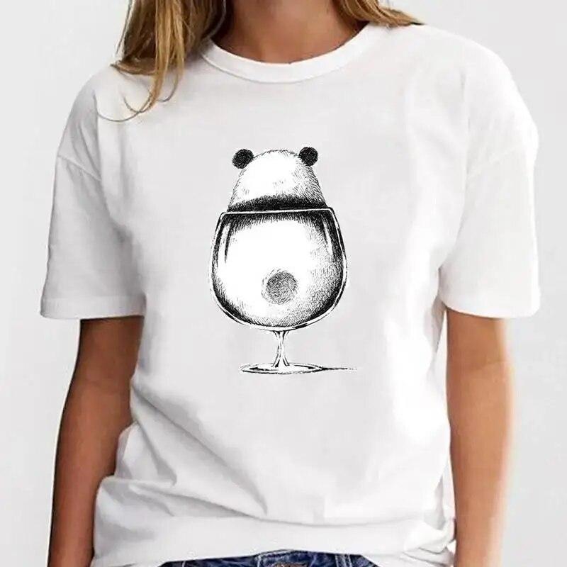 New Panda Lovely Cute T-shirt Clothing Cartoon Graphic Print Short Sleeve Fashion Casual Plus Size T Shirt Women