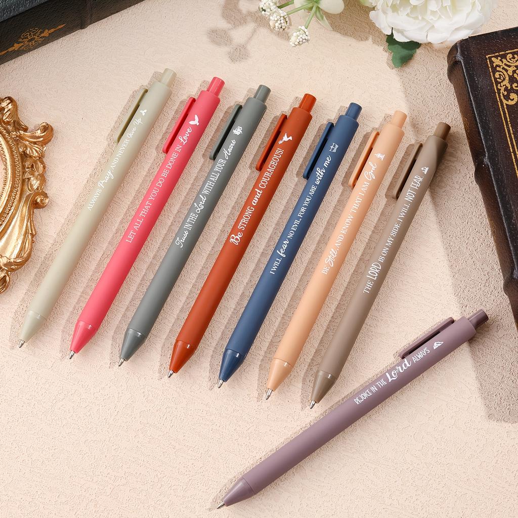 8/16 Count Bible Verse Christian Retractable Ballpoint Pens with Inspirational Quotes, Small Religious Gifts for Office or School Use