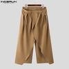 INCERUN Мужские эластичные талии неравномерные слои однотонные повседневные свободные брюки брюки