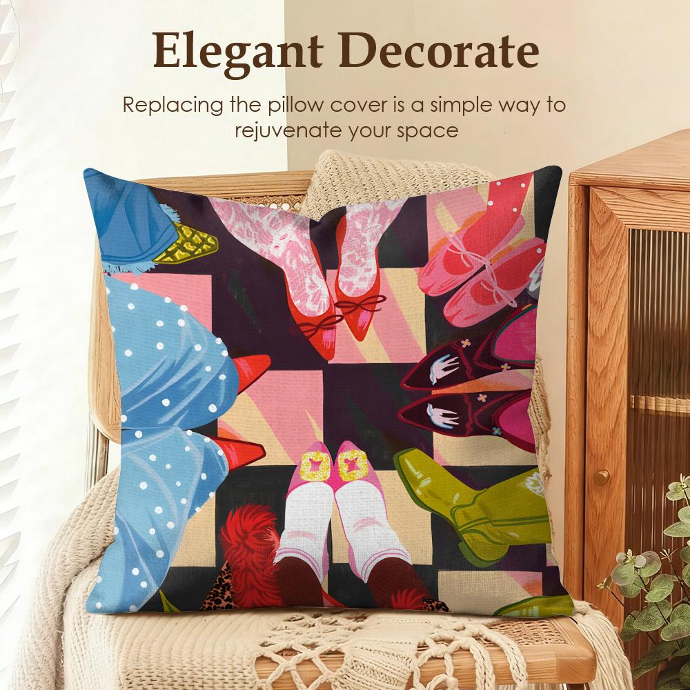 Art City Loneliness Girl Lucky Cushion Cover Natural Linen Organic Fabric DoubleSided Printing Sofa Home Decor Gift Pillow Case