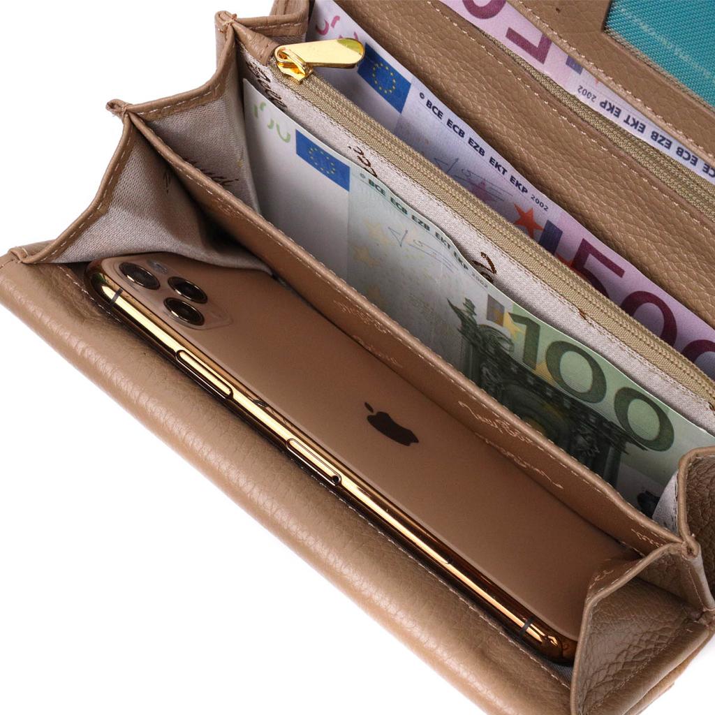 Практичный женский кошелек с большим количеством отделений из натуральной кожи Tony Bellucci Wallet 21959 Бежевый