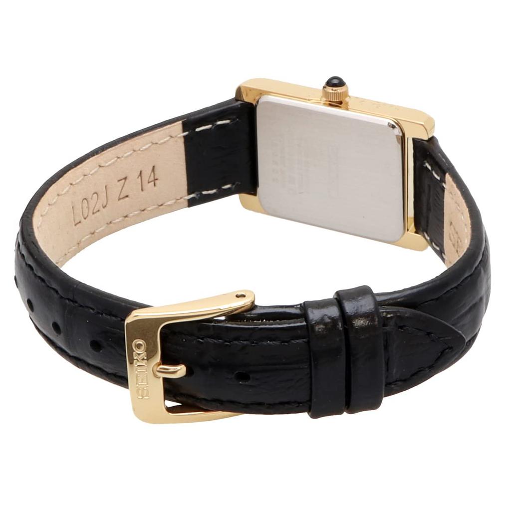 Seiko Watch Square Design Quartz SWR054 White Dial X Black Leather Band [Seiko] Women's [Item]