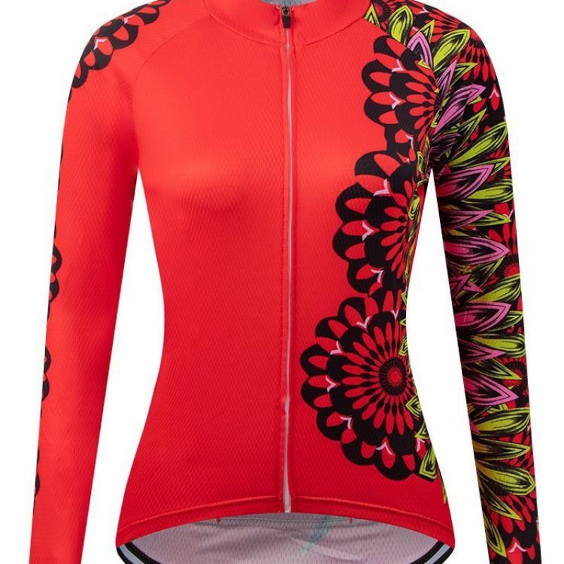 Womens Long Sleeve Cycling Jersey Breathable Quick Dry Mountain Road Bike Top
