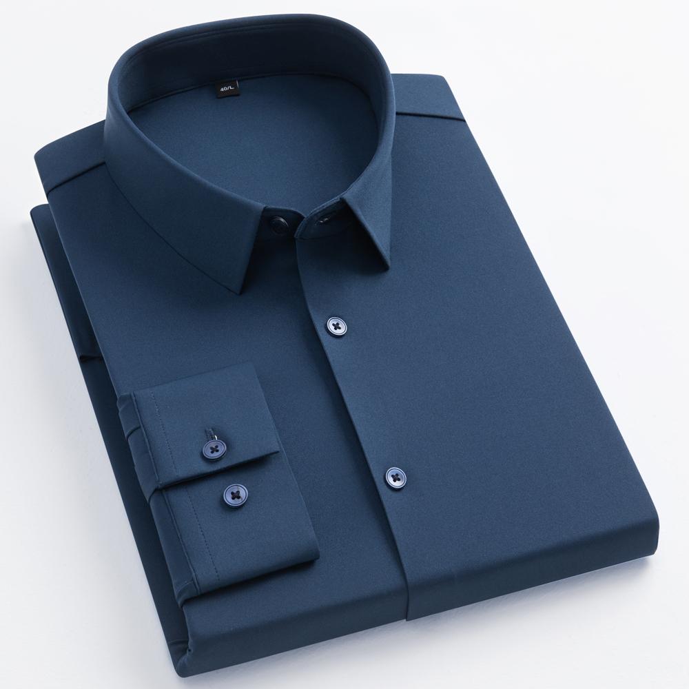 Мужская рубашка с длинным рукавом, не требующая глажки, влагоотводящая, тянущаяся в 4 направлениях, супермягкая, повседневная, на пуговицах