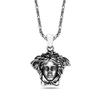 Intricate Medusa Silver Men's Pendant Necklace,  Handcrafted Byzantine Chain, Turkish Artisan Jewelry, Distinctive Gift for Him