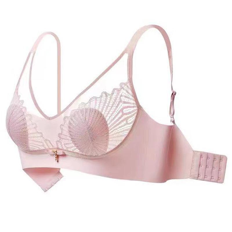 Ultra-thin Lace Bra Gathered Adjustable Underwear Shockproof Anti-glare Bra