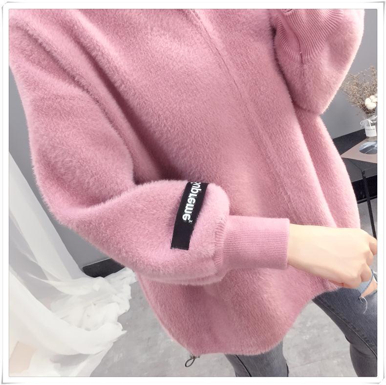 Осенне-зимний женский короткий вязаный кардиган с не теряющим мехом норковым бархатом, свободное пальто, утепленный универсальный топ