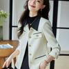 Chic Short Style Suit Jacket for Women Spring Autumn Elegant Color Block Design Sophisticated Temperament Small Size Suit Coat
