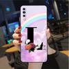 Case For Samsung Galaxy A50 A02s M31 A70 A30 A10 A20e A40 A10s M30s M51 M52 M22 M32 Black Phone Cover Pink Letters M S R