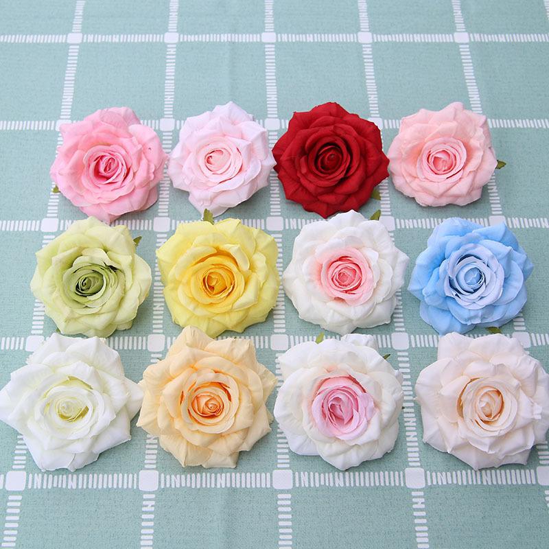 9cm Bulk Big Faux Artificial Silk Rose Flower Heads for Wedding Home Diy Decoration Flores Artificiais Loose Artificial Flowers